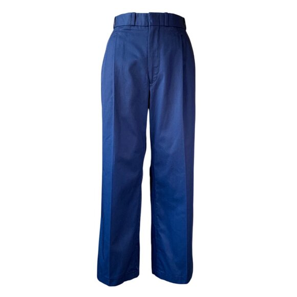 Vintage Aero Mode ALTERED Navy Blue Pleated Uniform Dress Pants Office 80s 90s - Picture 1 of 16